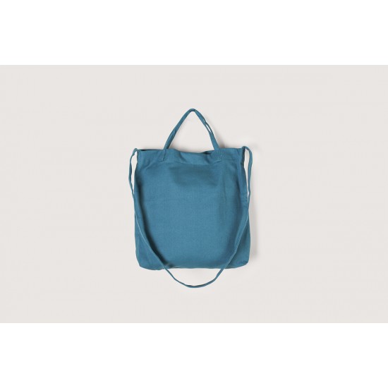 2 Ways stylish Canvas Tote Bags w/Gusset - Blue -green